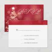 Elégant Noel Rouge & Or Mariage de Noël RSVP (Devant / Derrière)