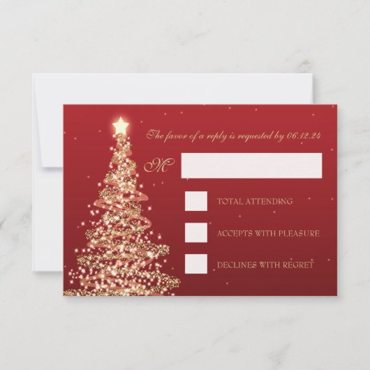 Élégant Noël RSVP Gold Red (Devant)