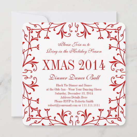 Élégant Noël XMAS Dîner Dance Invitations (Dos)