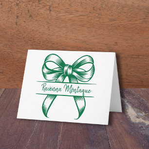 Élégant Nœud Décoratif Vert Chic Mariage Nom