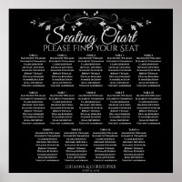 Élégant noir 14 Tableau Mariage de table