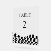 Élégant noir à damiers motif Mariage Table No (Angle)