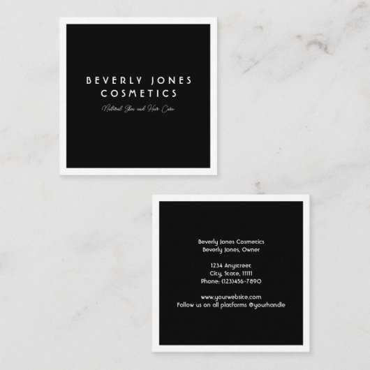 Élégant noir avec Carte de visite frontière blanc (Devant / Derrière)