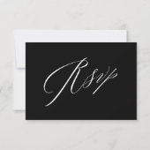 Elégant Noir Blanc Calligraphie Mariage RSVP (Dos)