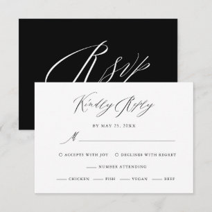 Elégant Noir Blanc Calligraphie Mariage RSVP
