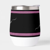 Élégant Noir Blanc Cursive Nom Hot Rose (Gauche)