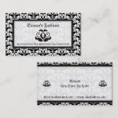 Elégant noir blanc damassé cartes de visite de mod (Devant / Derrière)