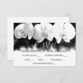 Elégant noir blanc d'aquarelle orchidées RSVP (Devant / Derrière)