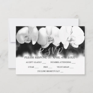 Elégant noir blanc d'aquarelle orchidées RSVP