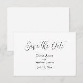 Élégant noir & blanc écriture Save The Date (Devant / Derrière)