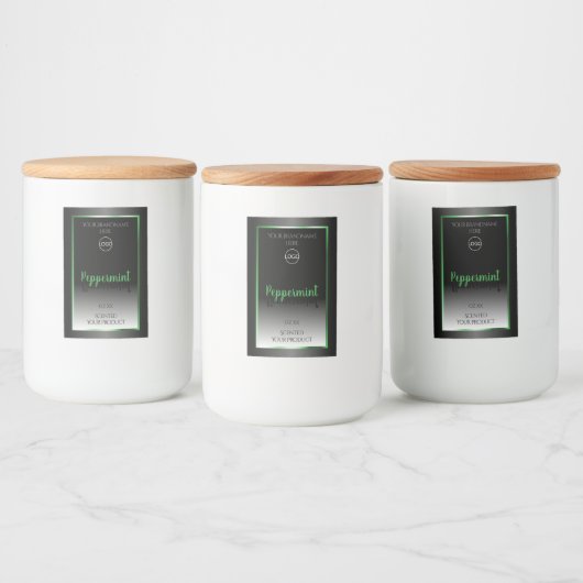 Élégant noir blanc Étiquette vert cadre Logo (Bouteilles)