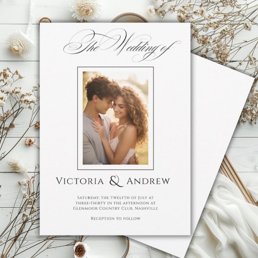 Elégant noir & blanc Faire-part de mariage & photo