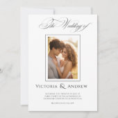 Elégant noir & blanc Faire-part de mariage & photo (Devant)