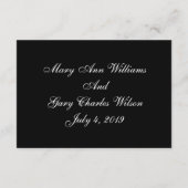 Elégant Noir & Blanc Formal Wedding Cartes RSVP (Dos)