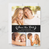 Elégant Noir / Blanc Mariage Enregistrer la carte  (Devant)