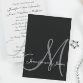 Elégant Noir Blanc Mariage Invitations Initiales