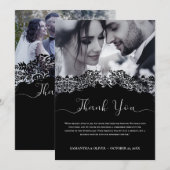 Elégant noir blanc Mariage photo Carte de remercie (Devant / Derrière)