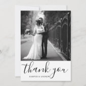 Elégant noir blanc Mariage photo Carte de remercie (Devant)