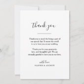 Elégant noir blanc Mariage photo Carte de remercie (Dos)