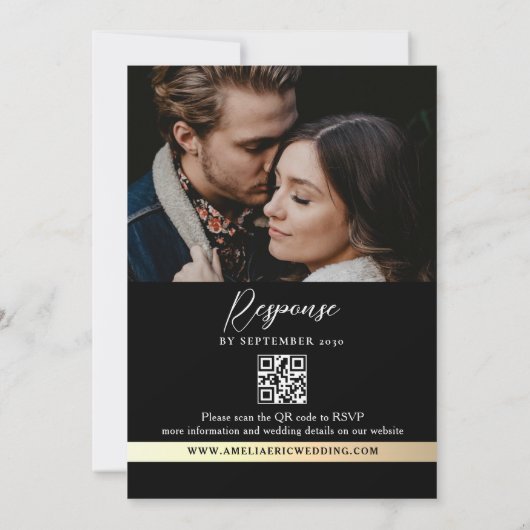 Elégant noir blanc Mariage QR Invitation (Dos)