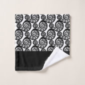 Élégant noir blanc Monogramme Fern Frond Fils (Gant de toilette)