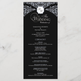 Élégant Noir & Blanc Monogramme Programme de maria