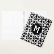 Élégant noir & blanc motif Monogrammé moderne