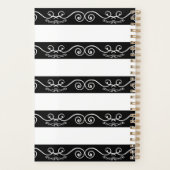 Élégant noir blanc rayé Monogramme (Dos)
