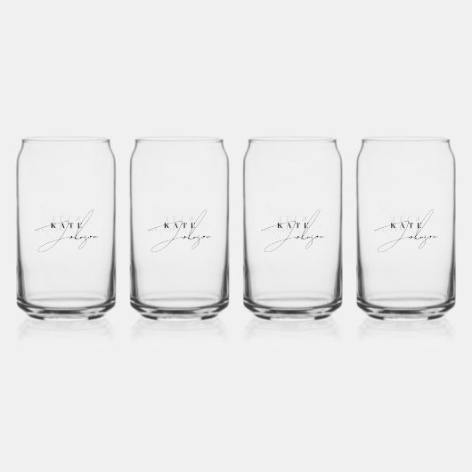 Élégant Noir Blanc Signature Monogramme (Recto)