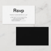 Elégant noir & blanc Simple Mariage carte Rsvp (Devant / Derrière)