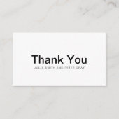 Elégant noir & blanc Simple Mariage Carte Thankyou (Devant)