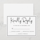 Elégant noir & blanc simple RSVP (Devant / Derrière)
