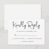Elégant noir & blanc simple RSVP (Devant / Derrière)