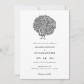 Elégant noir blanc Vintage Peacock Invitation (Devant)