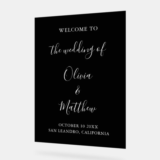 Élégant noir classique minimaliste Mariage (Angle)