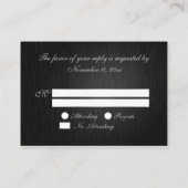 Elégant noir et argent avec Cartes RSVP Diamants (Dos)