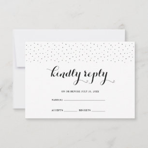 Elégant noir et blanc avec points noirs carte RSVP