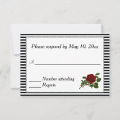 Elégant noir et blanc avec Rose rouge RSVP (Dos)