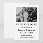 Élégant noir et blanc Enregistrer le Carte photo d (Devant / Derrière)