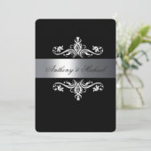Elégant noir et blanc, Faire-part de mariage (Debout devant)