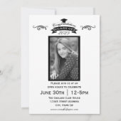 Élégant noir et blanc - Invitation de remise de di (Dos)