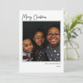 Élégant Noir et Blanc Joyeux Carte photo de Noël (Debout devant)