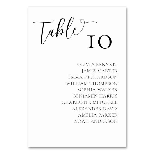 Elégant noir et blanc Mariage numéros de table (Dos)
