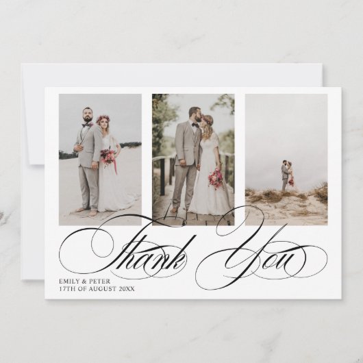 Elégant noir et blanc merci 3 mariage photo (Devant)