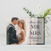 Elégant noir et blanc Merci Mariage photo GF (Debout devant)