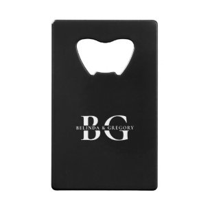 Élégant Noir et Blanc Monogramme Initiales Mariage