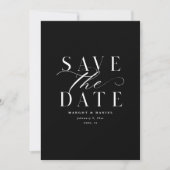 Élégant Noir et Blanc Save The Date Une Photo QR (Devant)