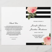 Élégant Noir et Blanc Stripes Programmes de mariag (Devant)