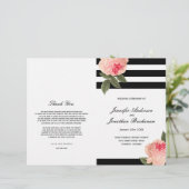 Élégant Noir et Blanc Stripes Programmes de mariag (Debout devant)