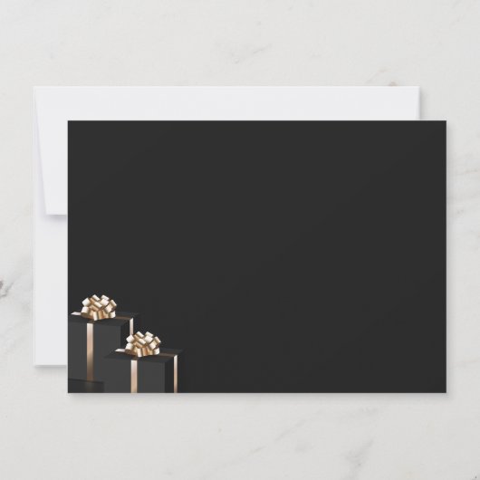 Elégant Noir et Or Invitation fête d'anniversaire (Dos)